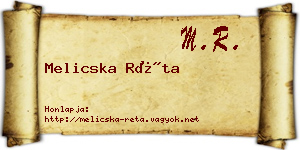 Melicska Réta névjegykártya